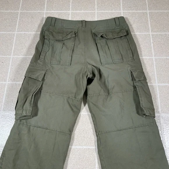 Vintage Y2K No Boundaries Cargo Pants Men 34x31 Olive Green Paratropper Baggy - Picture 5 of 9